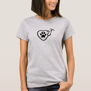 Veterinarian Heart Stethoscope Paw Print T-Shirt