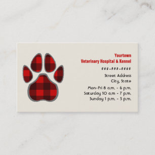 Veterinarian & Kennel Business Card - Plaid Paw