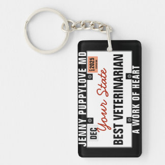 Veterinarian License Plate Keychain