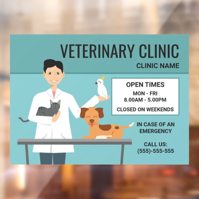 Veterinarian Man With Animals - Clinic Open Times (Sheet 2)