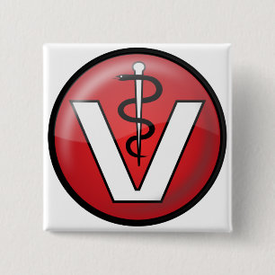 Veterinarian Medical Symbol 15 Cm Square Badge