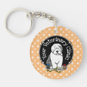 Veterinarian Old English Sheepdog Grey 1 Cute Vet Key Ring