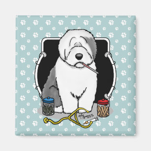 Veterinarian Old English Sheepdog Grey 1 Cute Vet Magnet