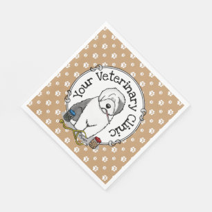 Veterinarian Old English Sheepdog Grey 1 Cute Vet Napkin