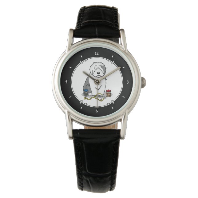 Veterinarian Old English Sheepdog Grey 1 Cute Vet Watch (Front)