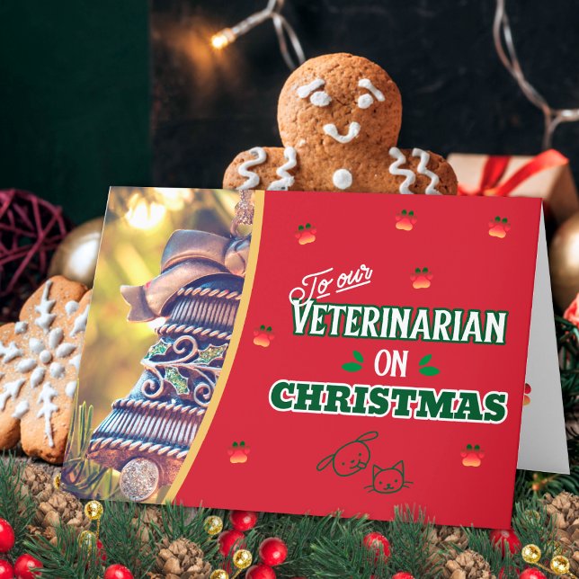 Veterinarian on Christmas Paw Cat and Dog Holiday  Card (Creator Uploaded)