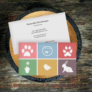 Veterinarian or Pet Services with Coloured Squares Business Card