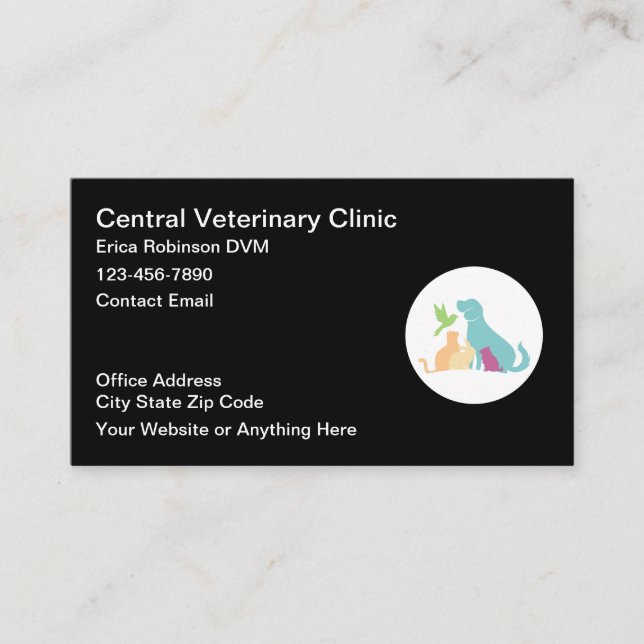 Veterinarian Pastel Color Business Cards (Front)
