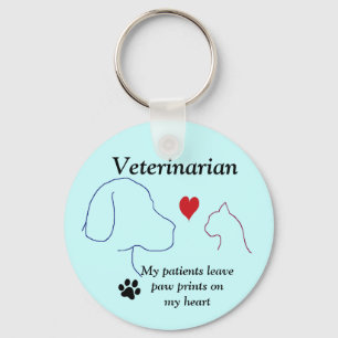 Veterinarian- Paw Prints on My Heart #2 Key Ring