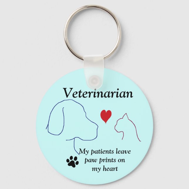 Veterinarian- Paw Prints on My Heart #2 Key Ring (Front)