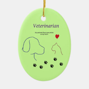 Veterinarian-Paw prints on my heart Ceramic Tree Decoration