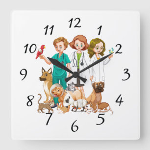 Veterinarian People Background Square Wall Clock