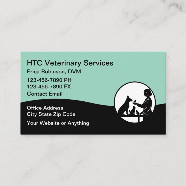 Veterinarian Pet Doctor Business Cards (Front)