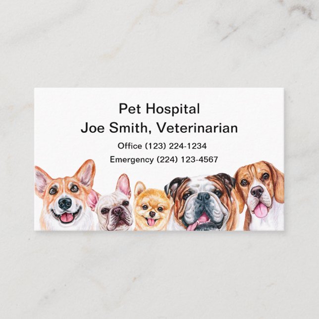 Veterinarian Pet Service Business Card (Front)
