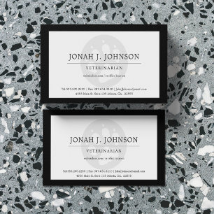 Veterinarian Professional Dog Paw Black Border Business Card