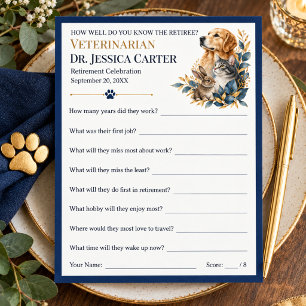 Veterinarian Retirement Trivia Party Game Advice Card