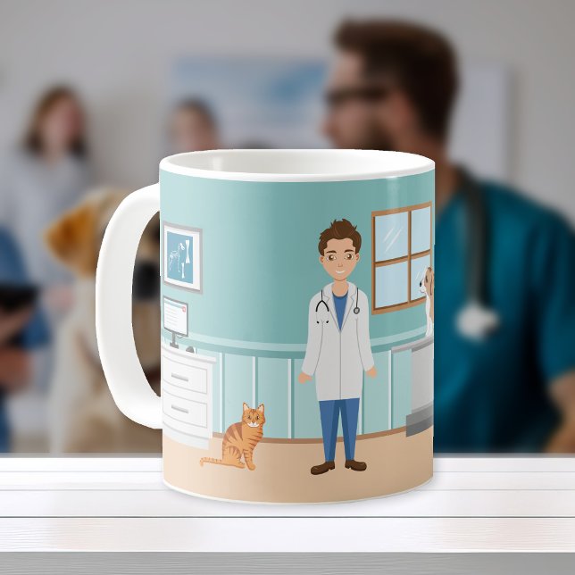 Veterinarian Room Vet Man Pet Doctor Custom Name Coffee Mug (Creator Uploaded)