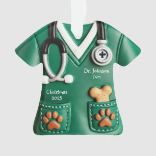 Veterinarian Scrub Shirt Personalized Ornament