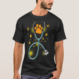 Veterinarian Stethoscope Paw Print Animal Doctor P T-Shirt