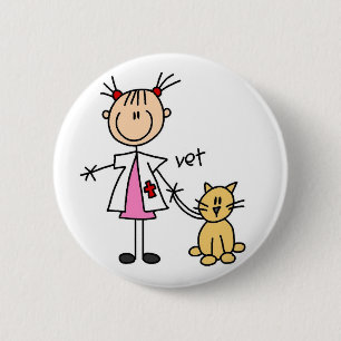 Veterinarian Stick Figure Button