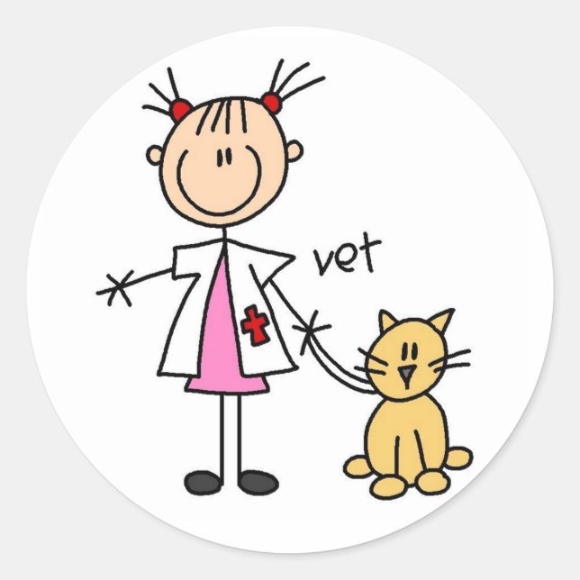Veterinarian Stick Figure Sticker (Front)