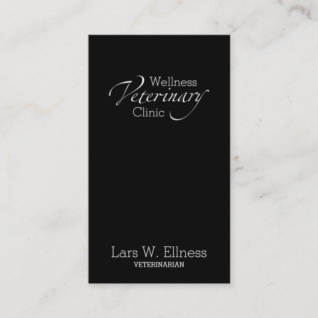 Veterinarian Swash Text Business Card (Front)