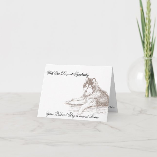Veterinarian Sympathy Card Husky for Dog Owner (Front)