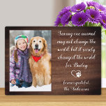 Veterinarian Thank You Personalised Pet Photo Plaque<br><div class="desc">Say 'Thank You' to your wonderful veterinarian with personalised pet photo plaque. "Saving one animal may not change the world, but it surely changed the world for 'your dogs name' ... forever grateful... !" Personalise with the pet's name & favourite photo. This veterinarian appreciation plaque will be a treasured gift....</div>