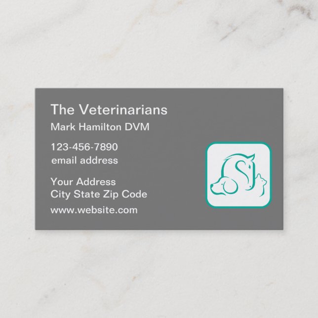 Veterinarian Theme Pet Emblem Business Cards  (Front)