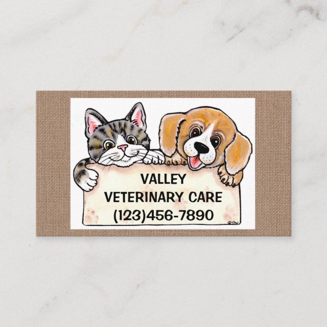 Veterinarian Vet Animal Pet Appointment Dog Cat Business Card (Front)