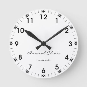Veterinarian Vet Animal Pet Store Clinic Groomer Round Clock