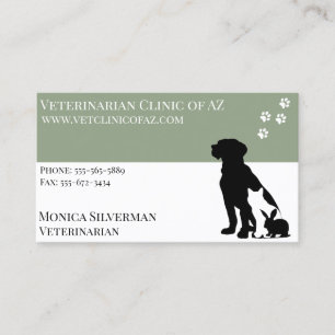 Veterinarian Vet Paw Black Grey Block Pets  Business Card
