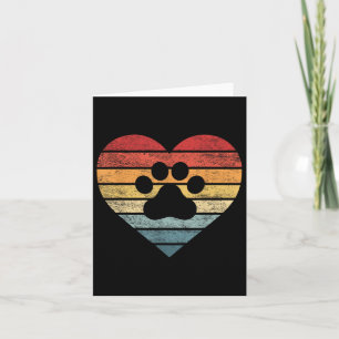 Veterinarian Vet Tech Retro Sunset Paw Print Dog C Card
