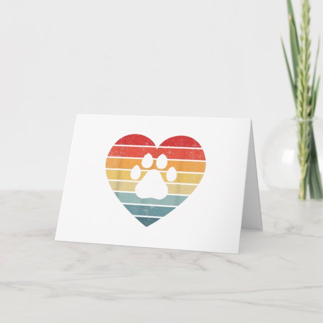 Veterinarian Vet Tech - Retro Sunset Paw Print Dog Thank You Card (Front)