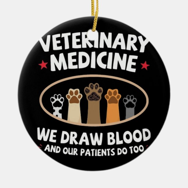 Veterinarian Veterinary Medicine Ceramic Tree Decoration (Front)