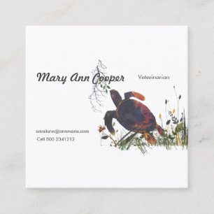 Veterinarian Watercolor Modern Exotic Turle Square Business Card