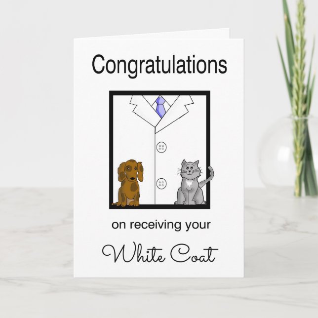 Veterinarian White Coat Congratulations Card (Front)