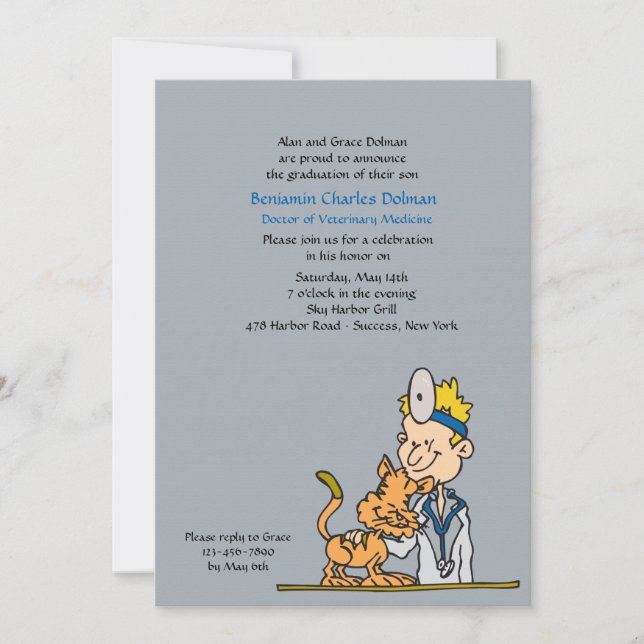 Veterinarian With Cat Graduation Invitation (Front)