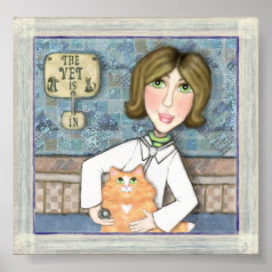 Veterinarian With Ginger Persian Cat Poster