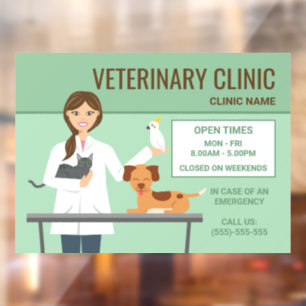 Veterinarian Woman & Animals - Clinic Open Times