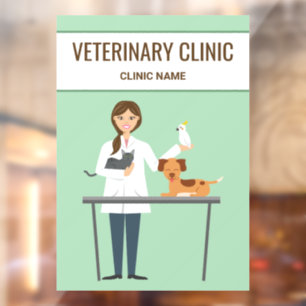 Veterinarian Woman & Animals On Green