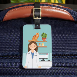 Veterinarian Woman Vet Clinic Pet Animal Doctor Luggage Tag