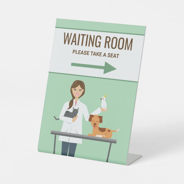 Veterinarian Woman - Waiting Room Pedestal Sign (Front)