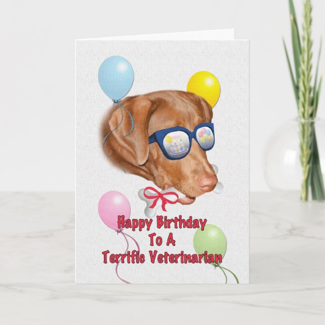 Veterinarian's Birthday Card with Lab Dog (Front)