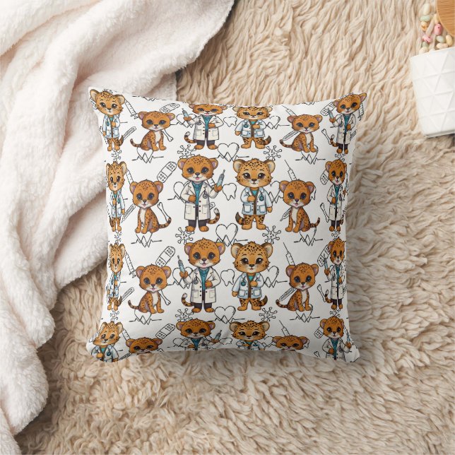 Veterinarians Cheetah in uniform print Cushion (Blanket)
