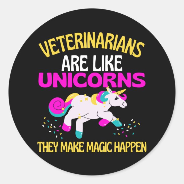 Veterinarians Unicorn , Magical Unicorn Vet Animal Classic Round Sticker (Front)