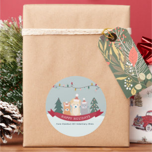 Veterinary Animal Clinic Pet Business Christmas Classic Round Sticker
