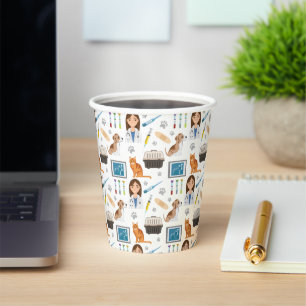 Veterinary Animal Doctor Medical Vet DVM Pattern Paper Cups