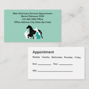 Veterinary Animal Hospital Appointment Cards