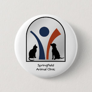 Veterinary Animal Logo with Cat and Dog 6 Cm Round Badge